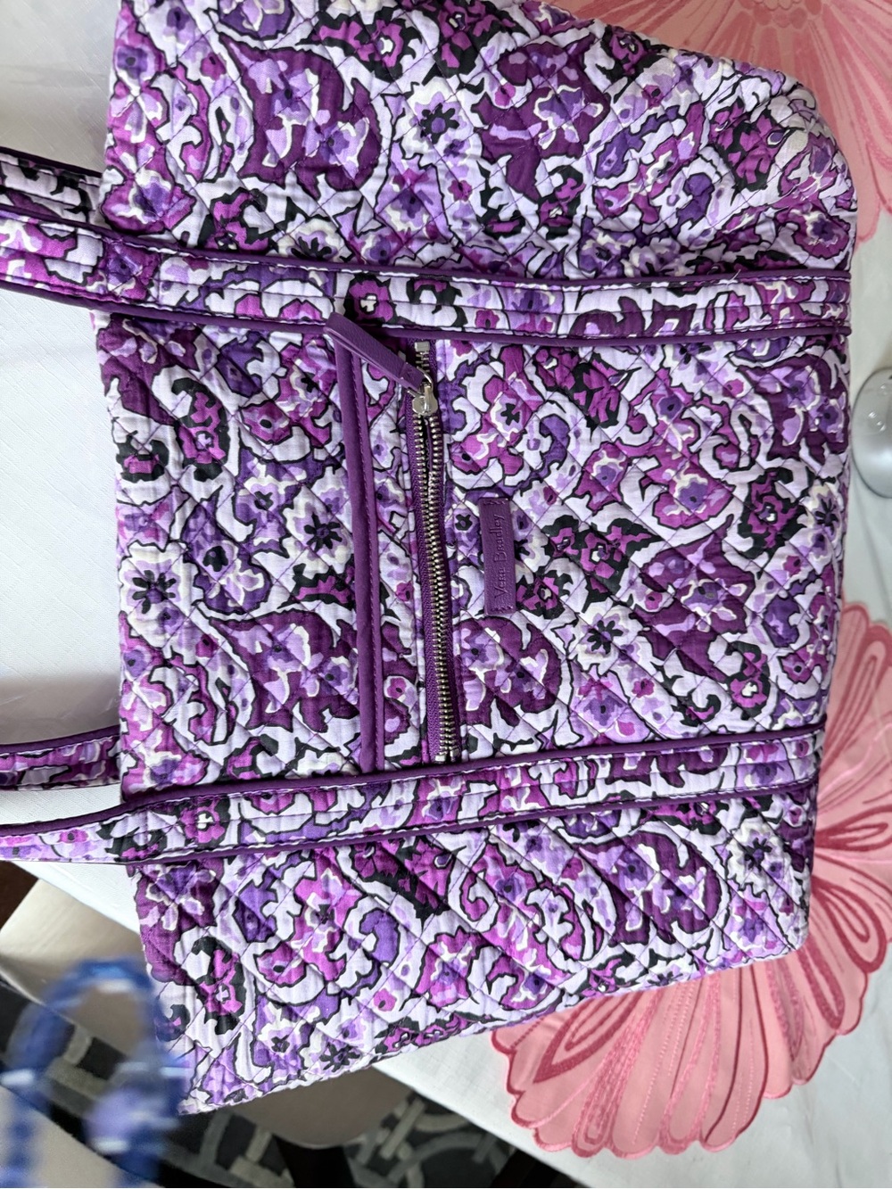 Vera Bradley Purple Quilted Floral Tote - Picture 8 of 9